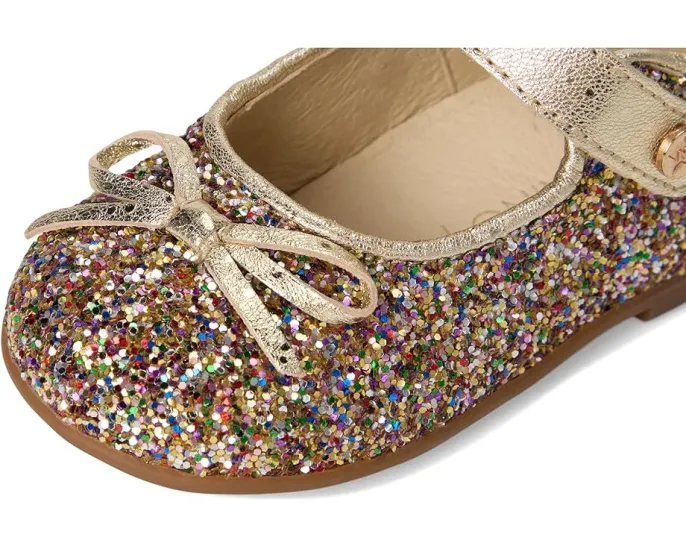 Балетки Naturino для девочек с блестками и ремешком на липучке