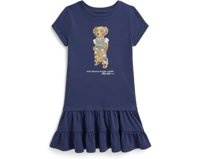 Платье детское ярусное Polo Ralph Lauren из хлопка с мишкой
