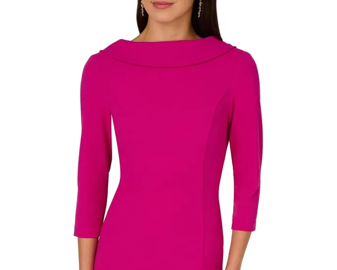 Платье миди Adrianna Papell с воротником-хомут и рукавом 3/4