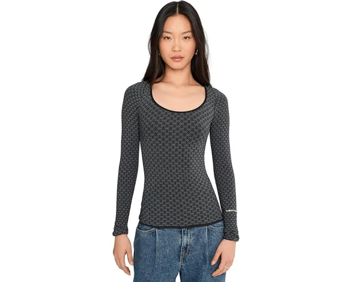 Лонгслив Free People Love Letter из мягкой ткани с круглым вырезом