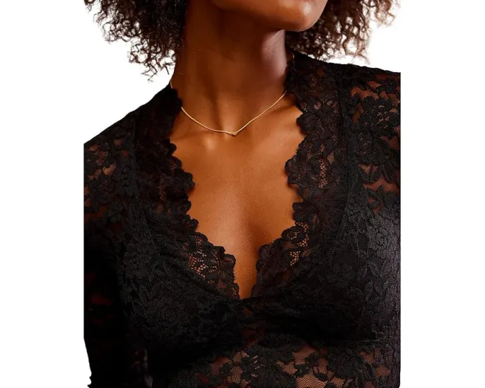 Лонгслив Free People All Day Lace с V-образным вырезом и кружевом
