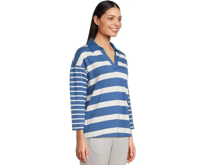 Поло L.L.Bean Heritage Mariner с разрезным воротником и рукавом три четверти в полоску