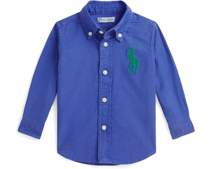 Хлопковая оксфордская рубашка Big Pony с вышитым пони для младенцев Polo Ralph Lauren