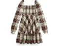 Платье для девочки Polo Ralph Lauren Kids из хлопкового джерси в клетку с рюшами