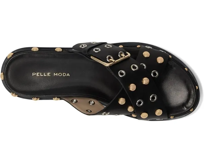 Сандалии-слипоны Pelle Moda Niana с декоративными шипами и крупной пряжкой