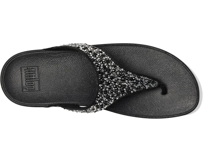 Сандалии FitFlop Lulu Crystal-Mix с микроволокном и клиновидным каблуком