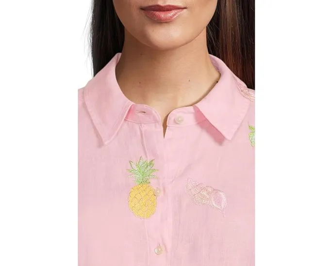 Рубашка из льна Lilly Pulitzer Sea View с накладными карманами