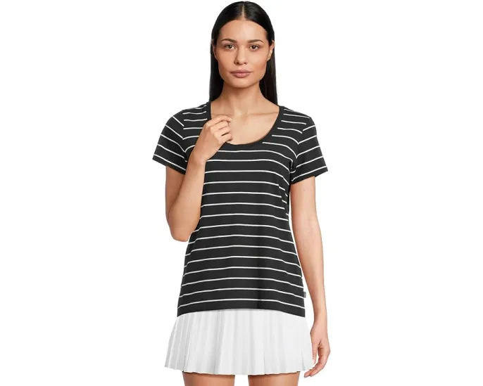 Мягкая футболка L.L.Bean из стрейч-супимы с круглым вырезом и коротким рукавом в полоску