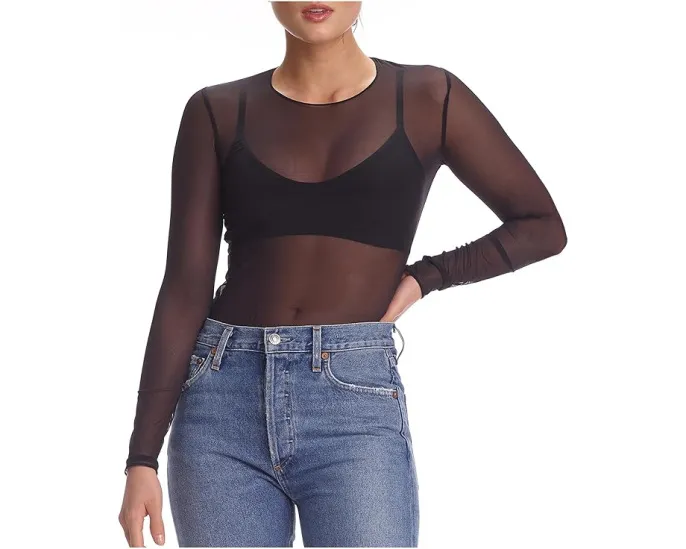 Футболка Commando Chic Mesh с длинным рукавом и прозрачной сетчатой тканью