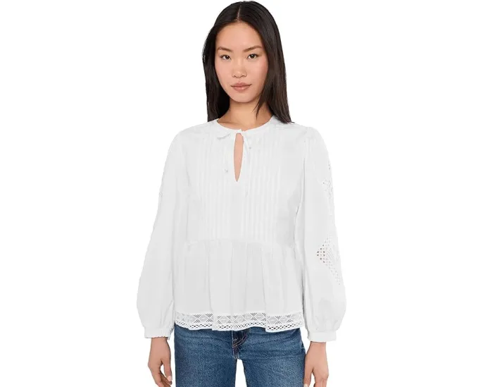 Nora Pintuck Eyelet Top