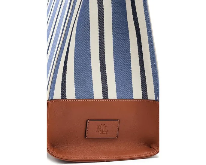 Lauren Ralph Lauren большая сумка тоут Devyn из полосатого холста с кожаными деталями