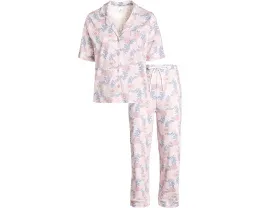 Пижамный комплект Karen Neuburger Plus Size с цветочным принтом и отложным воротником