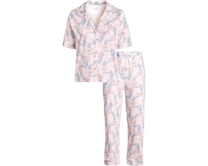 Пижамный комплект Karen Neuburger Plus Size с цветочным принтом и отложным воротником