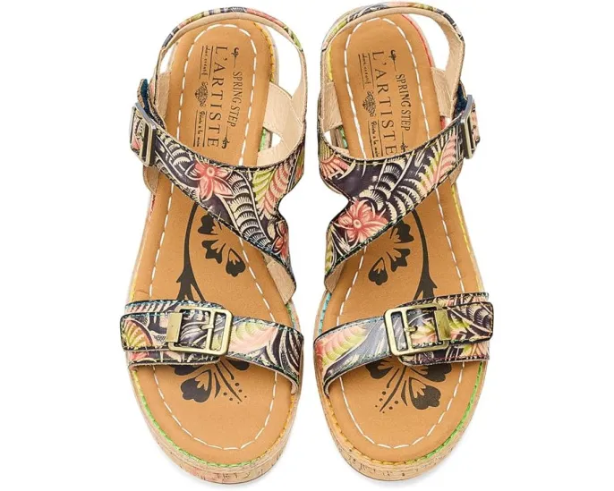 Сандалии Jess от L'Artiste by Spring Step с ручной росписью и пробковым каблуком