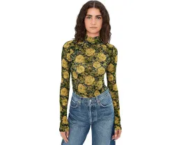 Топ Free People Lyric с длинным рукавом и принтом воротником стойкой