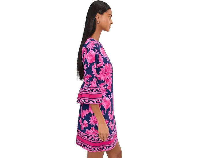 Короткое платье Adrianna Papell с расклешенными рукавами и глубоким вырезом на спине