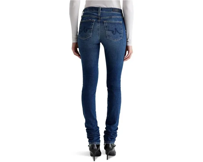 Джинсы AG Jeans Viola Mid Rise Skinny облегающие с эффектом stacking