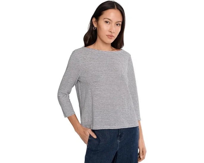 Топ с полосками и лодочкой от Eileen Fisher из льна