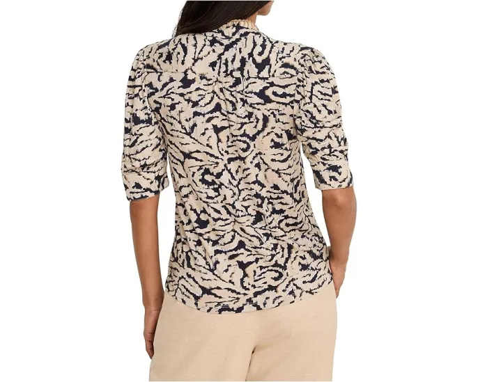 Топ NIC+ZOE Contrast Swirl с разрезным воротником