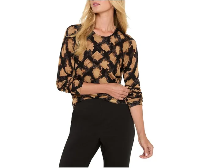 Свитер NIC+ZOE Petite Glowy Check с клетчатым принтом