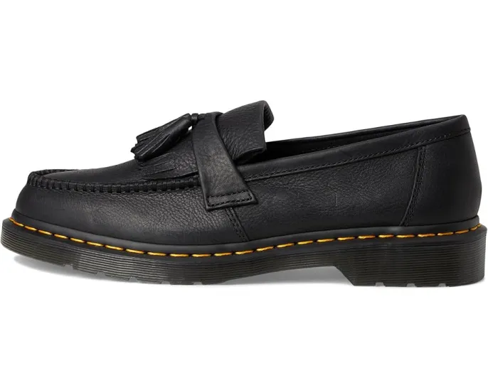 Кожаные лоферы Dr. Martens Adrian с желтой строчкой и декоративными кисточками