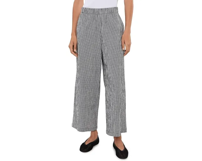 Брюки Petite Organic Cotton Pucker Check Ankle Wide от Eileen Fisher с клеткой