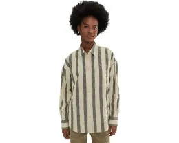 Faherty Расслабленная рубашка из хлопка и льна в полоску