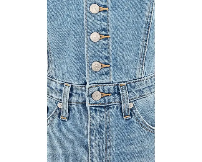 Levi's Denim Vest Wideleg Jumpsuit комбинезон без рукавов с широкими брючинами и V-образным вырезом