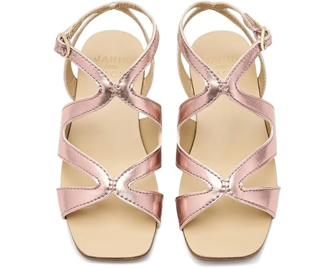 Металлические сандалии Janie and Jack с квадратным носком и регулируемой застежкой