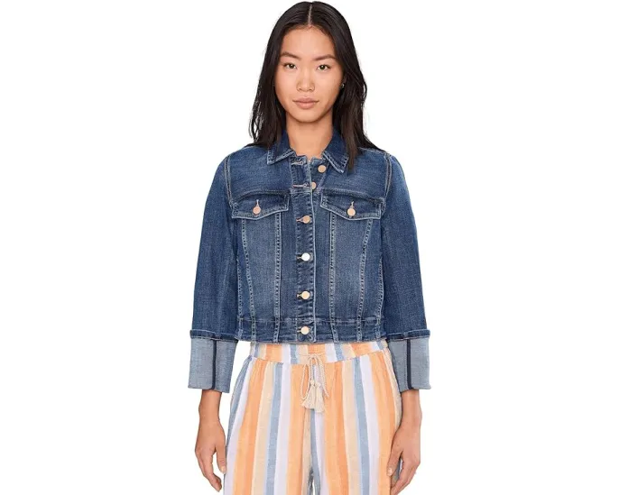 Джинсовая куртка Liverpool Los Angeles в стиле тракер с рукавом 3/4 и высокой манжетой