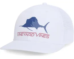 Бейсболка Vineyard Vines Sport Marlin Logo Performance Trucker с регулируемой застежкой