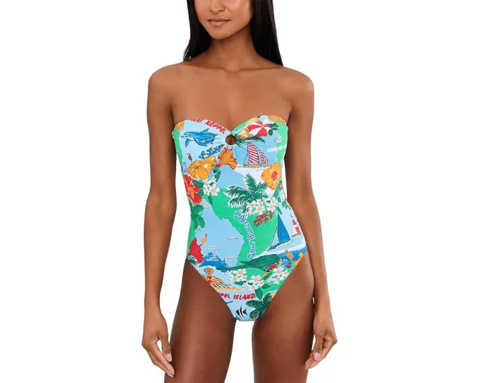 Цельный купальник-бандо Viva Vacation от Seafolly с цветочным принтом