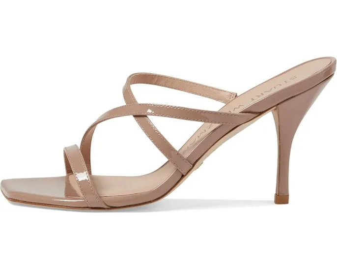 Босоножки Stuart Weitzman Strapeze 85 Slide на шпильке с переплетенными бретелями