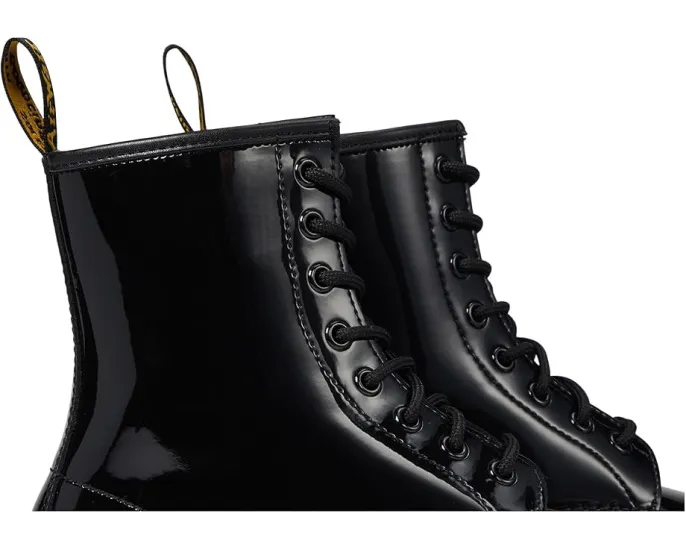 Ботинки Dr. Martens 1460 из лакированной кожи на шнуровке с желтой строчкой