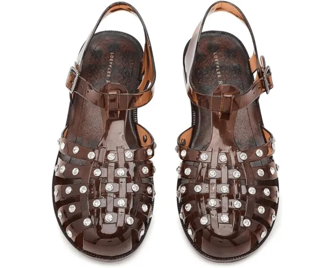 Сандалии Rhys из блестящего желе с кристаллами Loeffler Randall