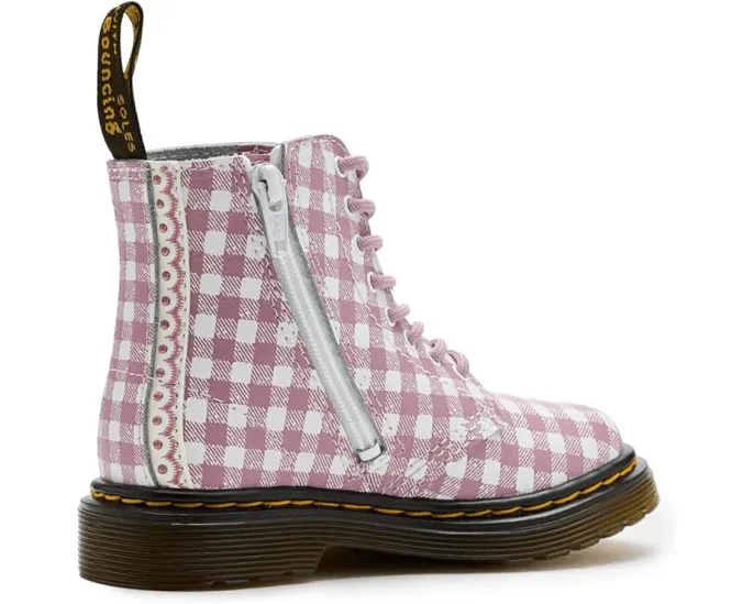 Dr. Martens 1460 Pascal детские ботинки на шнуровке с желтой строчкой и боковой молнией