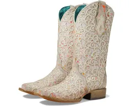 Сапоги Corral C4062 с блестками LD и вышивкой на квадратном каблуке