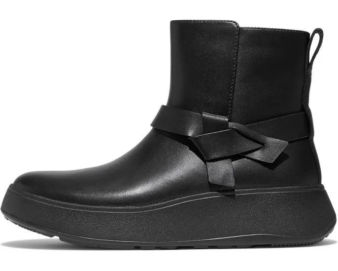 Короткие ботинки FitFlop F-Mode на платформе из кожи с узлом