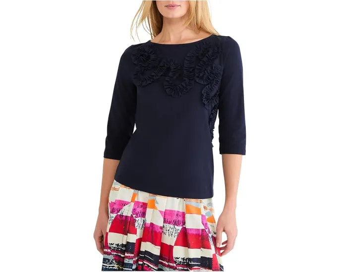 Топ с аппликацией из сетки NIC+ZOE с рукавом три четверти