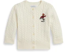 Кардиган с мелкой косой и медвежонком Polo Bear из хлопка Polo Ralph Lauren Kids для младенцев