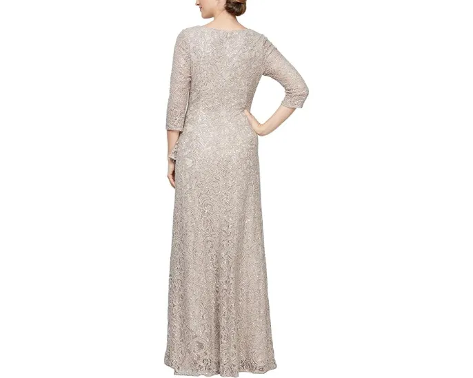 Длинное платье Alex Evenings с кружевом и пайетками силуэта А-силуэт