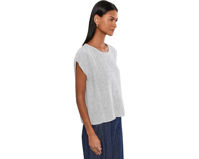Топ с воротником-каре из органического льна Eileen Fisher