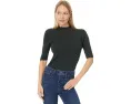 Свитер Lilla P Ruffle Mock Neck с рюшами на воротнике и укороченными рукавами
