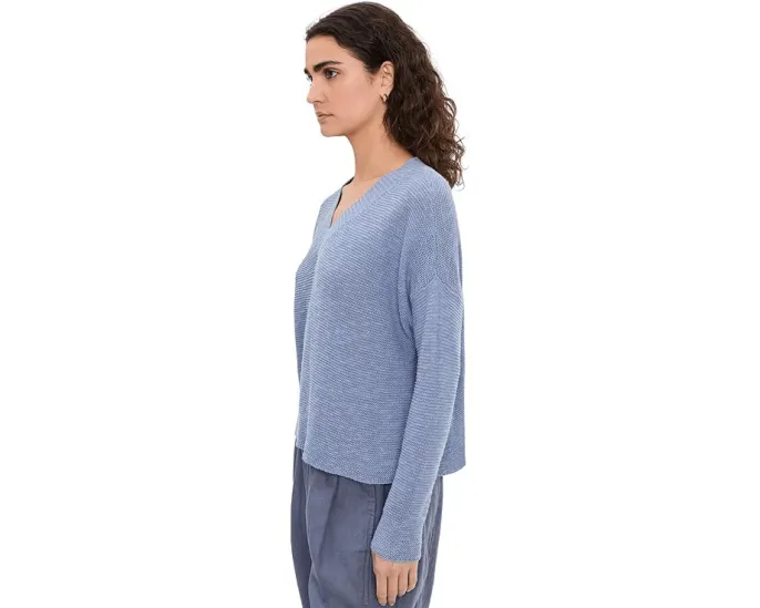 Свитер Eileen Fisher с V-образным вырезом из смеси органического льна и хлопка