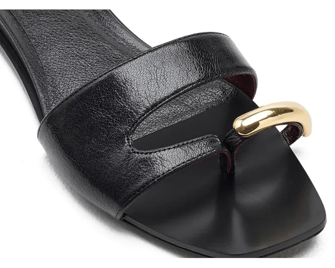 Сандалии Tory Burch Romy Slides на плоской подошве из кожи
