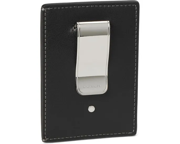 Картхолдер COACH с клипсой для денег из натуральной зернистой кожи