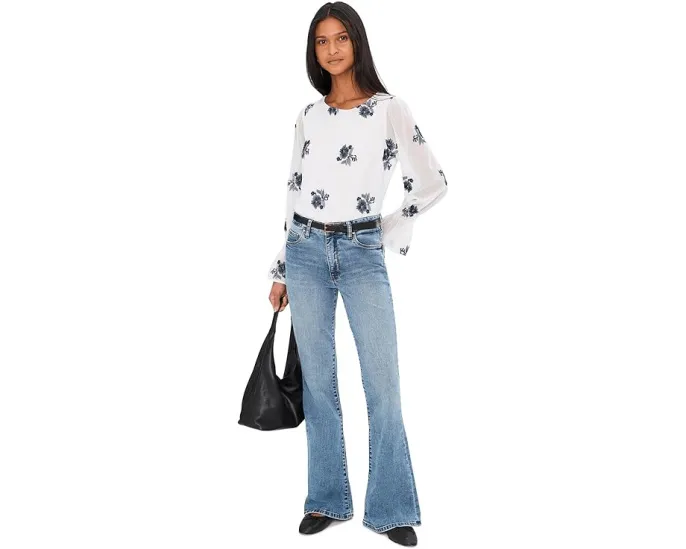 Блуза CeCe с длинным рукавом и вышивкой на манжетах