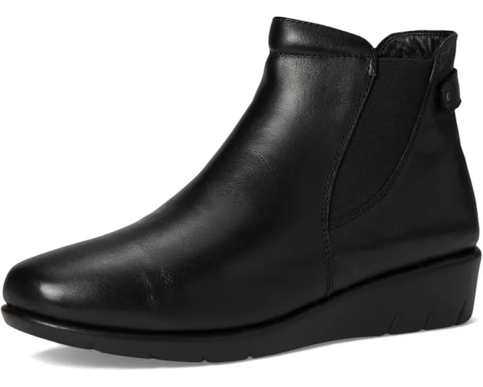 Ботильоны Apso на каблуке с эластичной вставкой и молнией из мягкой кожи