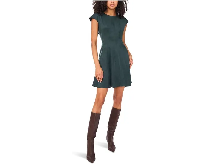 Платье Vince Camuto с рельефами принцесс коротким рукавом и круглой юбкой