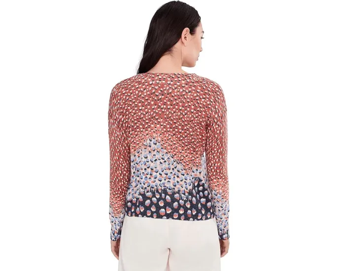 Свитер NIC+ZOE Petite Blue Dahlia с разноцветными полосами и V-образным вырезом